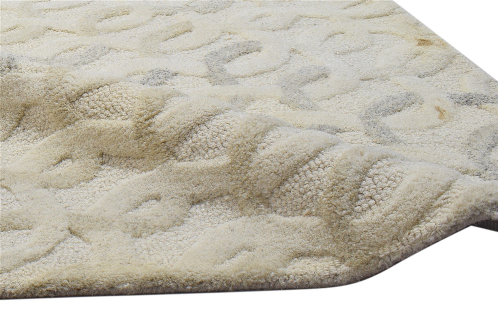 2'6 X 9' Rug Wool Beige Modern Hand Tufted Scandinavian Circles Small Runner 7864123818133