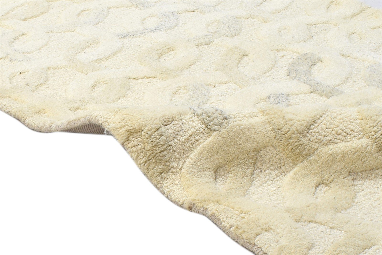 2'6 X 9' Rug Wool Beige Modern Hand Tufted Scandinavian Circles Small Runner 7864123818133