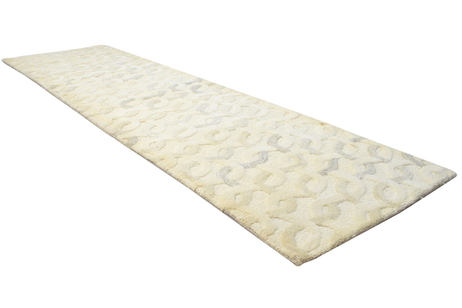 2'6 X 9' Rug Wool Beige Modern Hand Tufted Scandinavian Circles Small Runner 7864123818133