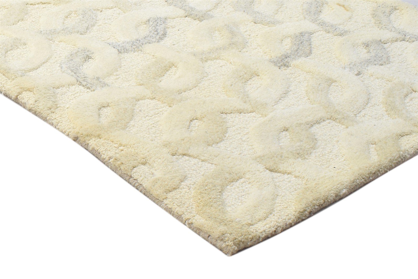 2'6 X 9' Rug Wool Beige Modern Hand Tufted Scandinavian Circles Small Runner 7864123818133