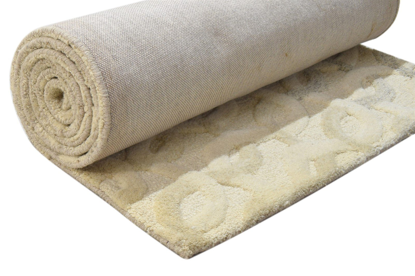 2'6 X 9' Rug Wool Beige Modern Hand Tufted Scandinavian Circles Small Runner 7864123818133