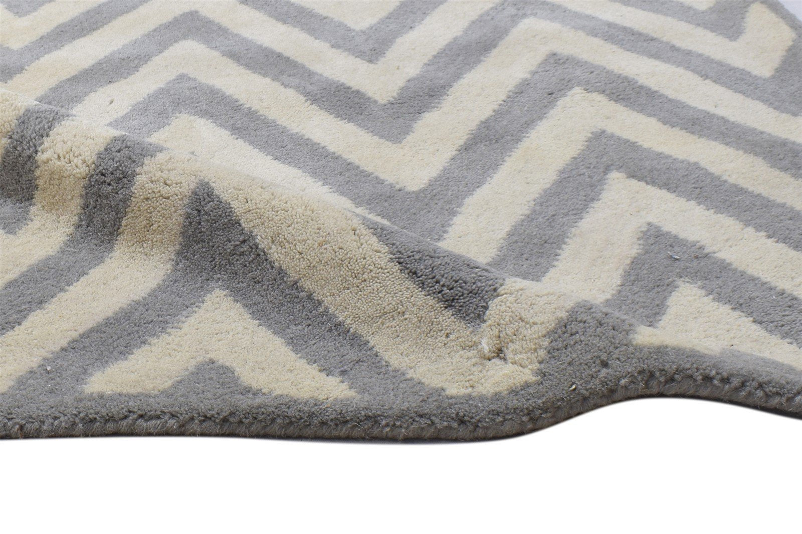 2'6 X 9' Rug Wool Grey Modern Hand Tufted Moroccan Chevron Small Runner 7864123490453
