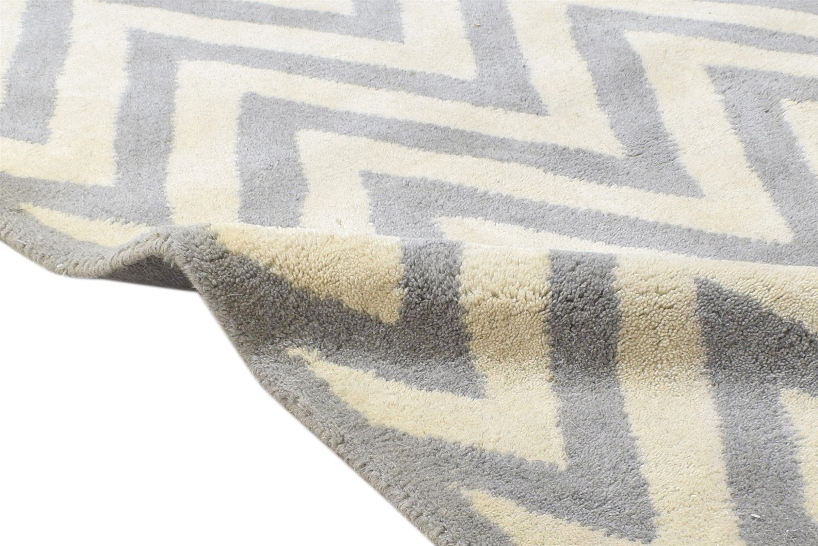 2'6 X 9' Rug Wool Grey Modern Hand Tufted Moroccan Chevron Small Runner 7864123490453