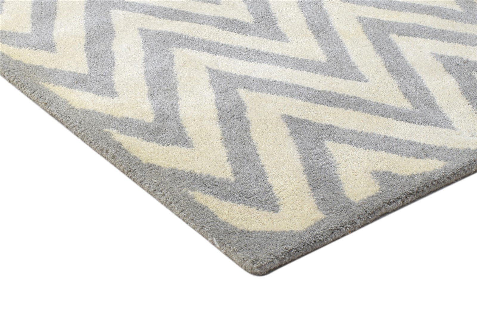 2'6 X 9' Rug Wool Grey Modern Hand Tufted Moroccan Chevron Small Runner 7864123490453