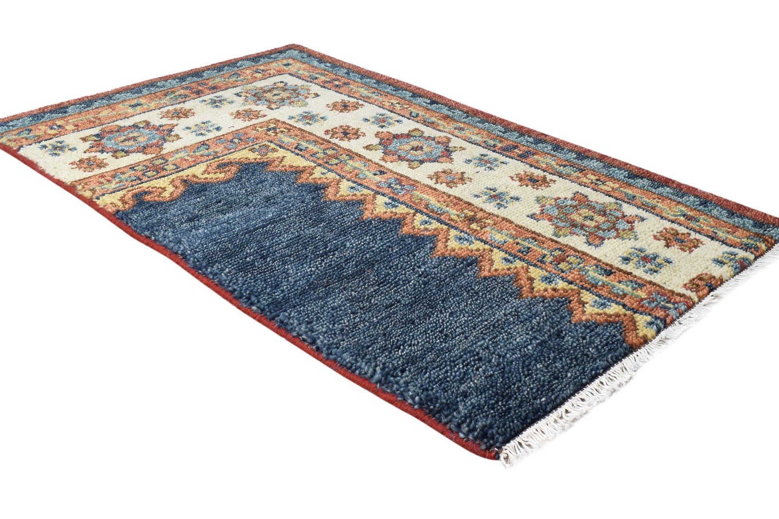 2'6"x4 Rug New Zealand Wool Navy Blue Persian Hand Knotted Oushak Oriental Small 7865179275413