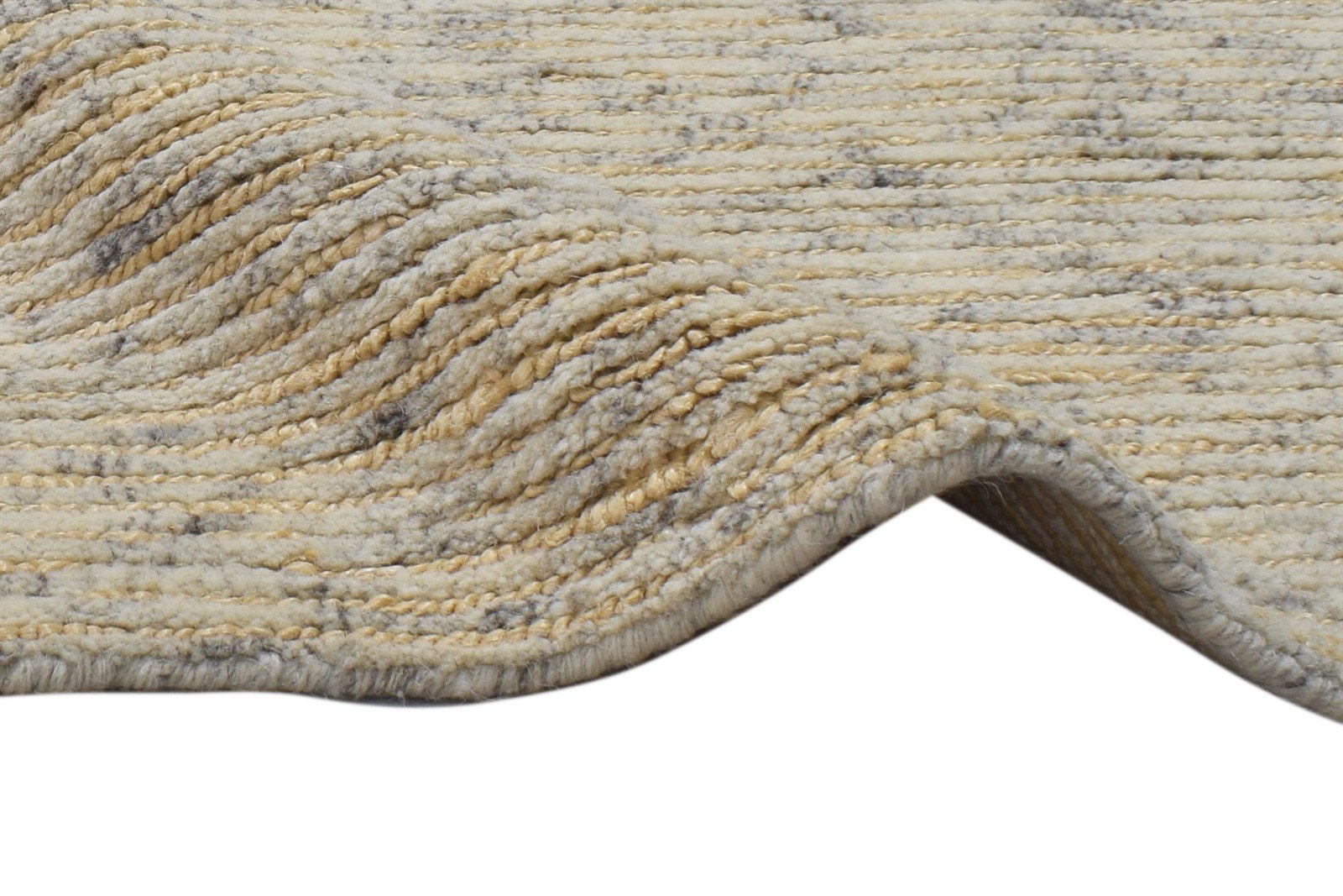 2'6"x4 Rug Wool / Jute Beige Modern Hand Knotted Scandinavian Striped Small Carpet 7864091246741