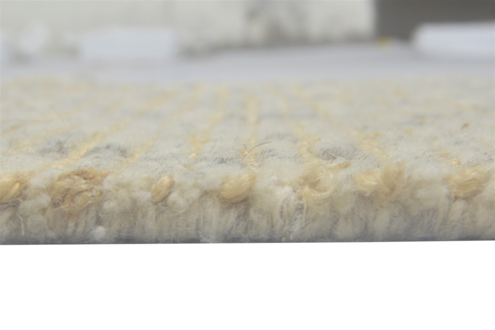2'6"x4 Rug Wool / Jute Beige Modern Hand Knotted Scandinavian Striped Small Carpet 7864091246741