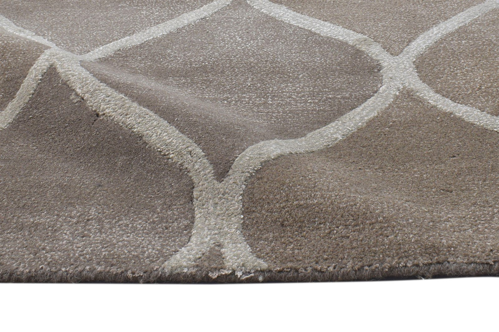 2' X 14' Rug Wool Brown Modern Hand Tufted Moroccan Trellis Small Runner 7864117821589