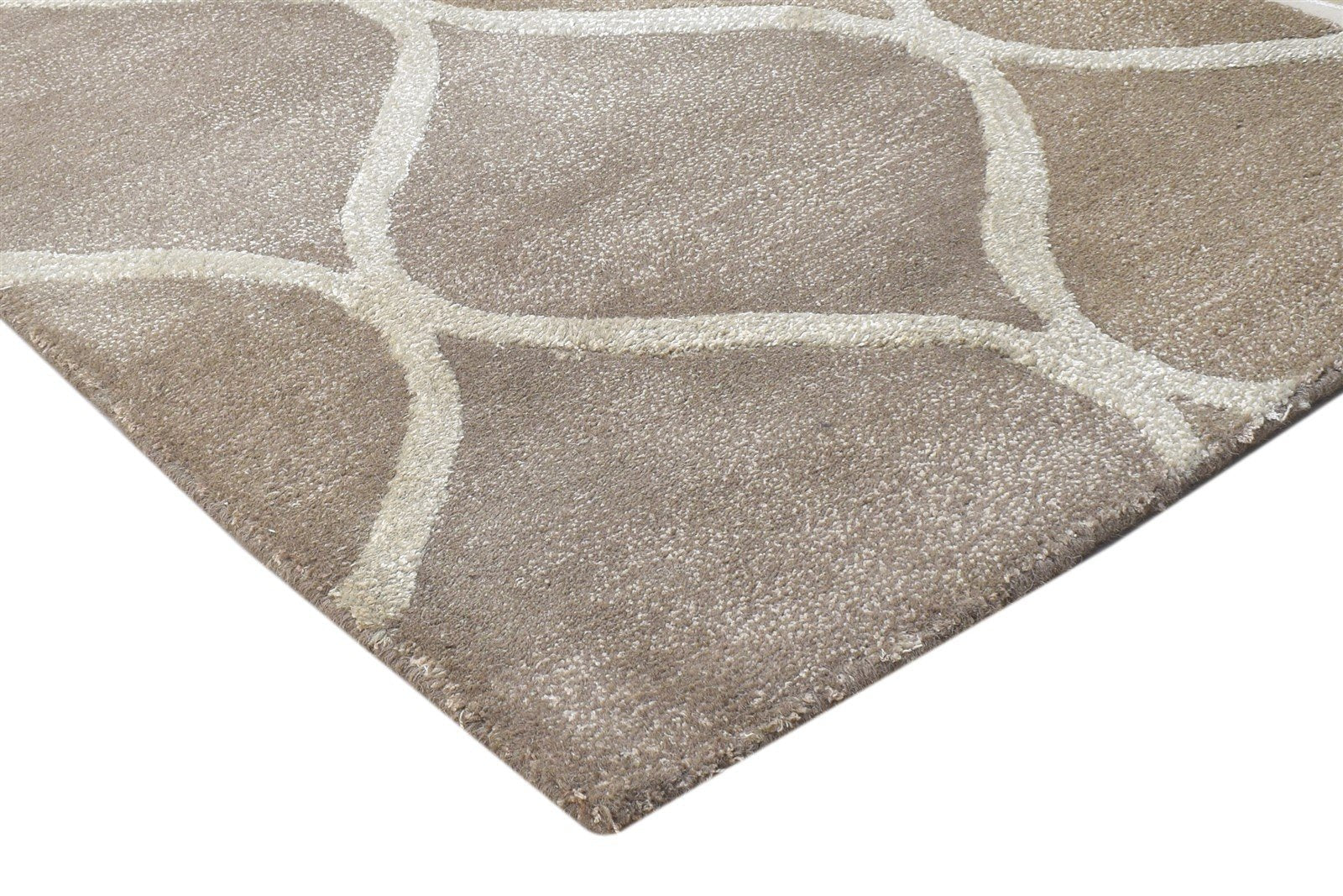 2' X 14' Rug Wool Brown Modern Hand Tufted Moroccan Trellis Small Runner 7864117821589