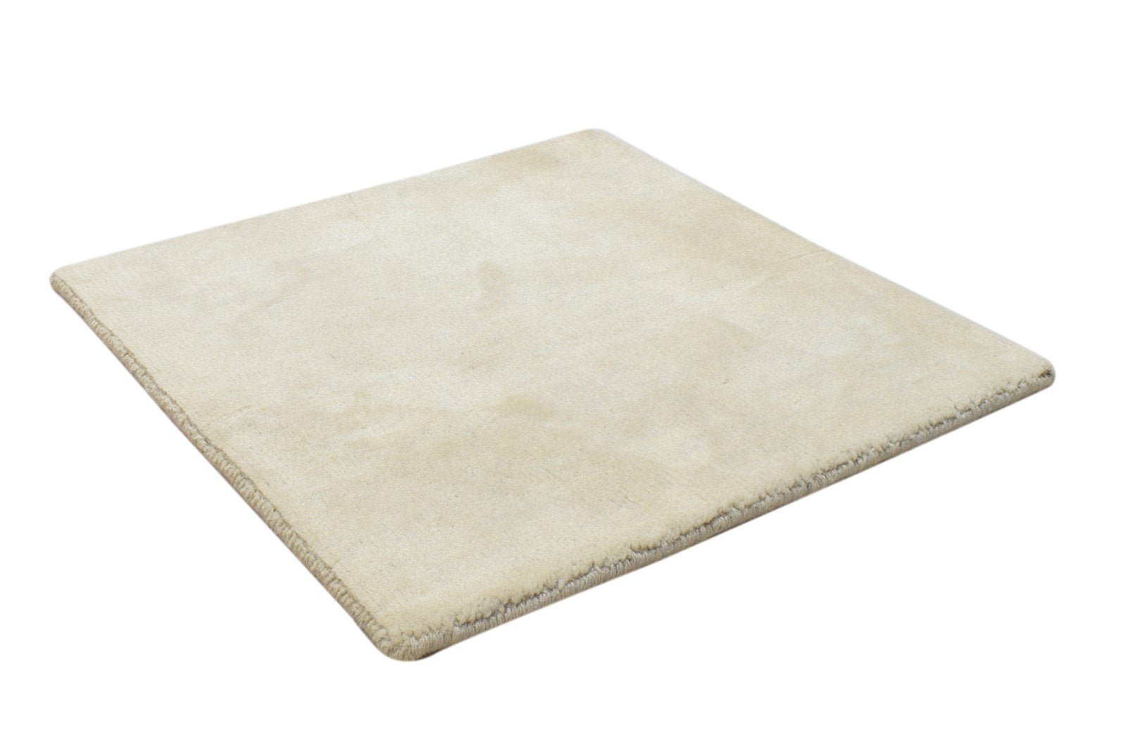 2' X 2' Rug Wool Beige Modern Handloom Scandinavian Solid Small Carpet 7864129716373