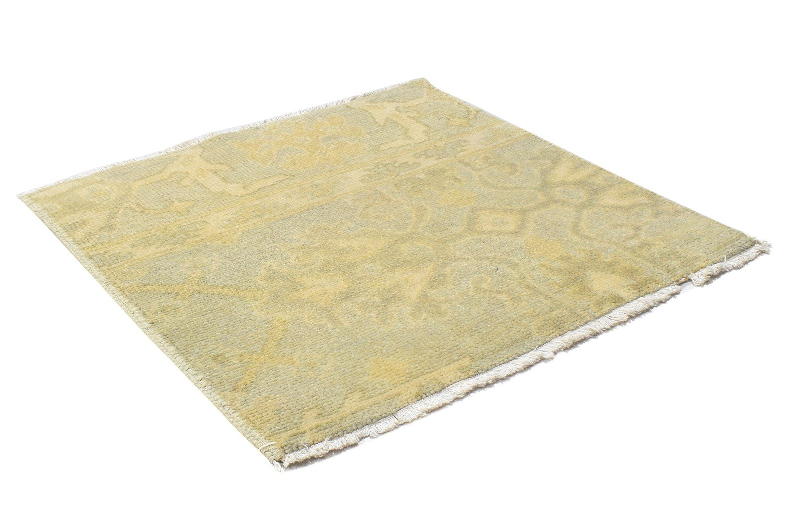 2' X 2' Rug Wool Beige Persian Hand Knotted Oushak Oriental Small Carpet 7864121458837
