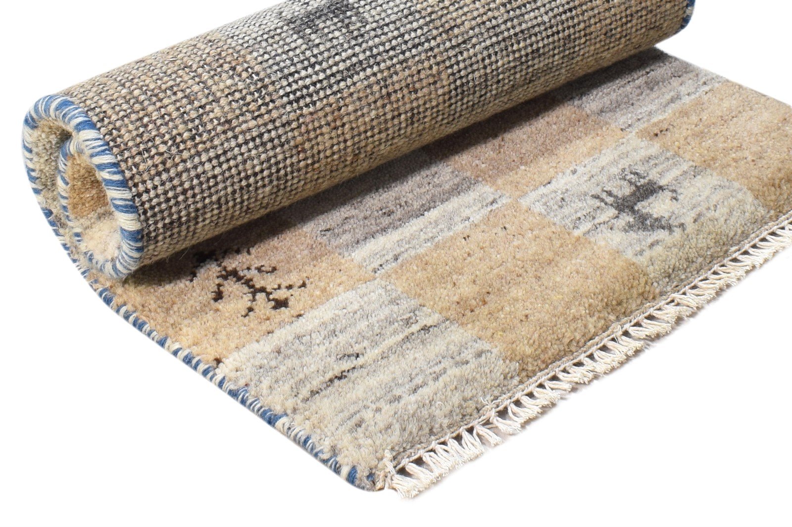 2' X 2' Rug Wool Beige Southwestern Hand Knotted Gabbeh Tribal Small Carpet 7865102401685