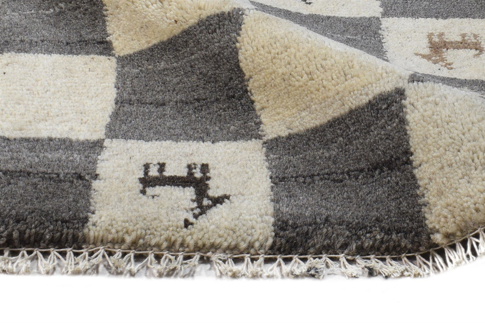 2' X 2' Rug Wool Beige Southwestern Hand Knotted Gabbeh Tribal Small Carpet 7865100664981