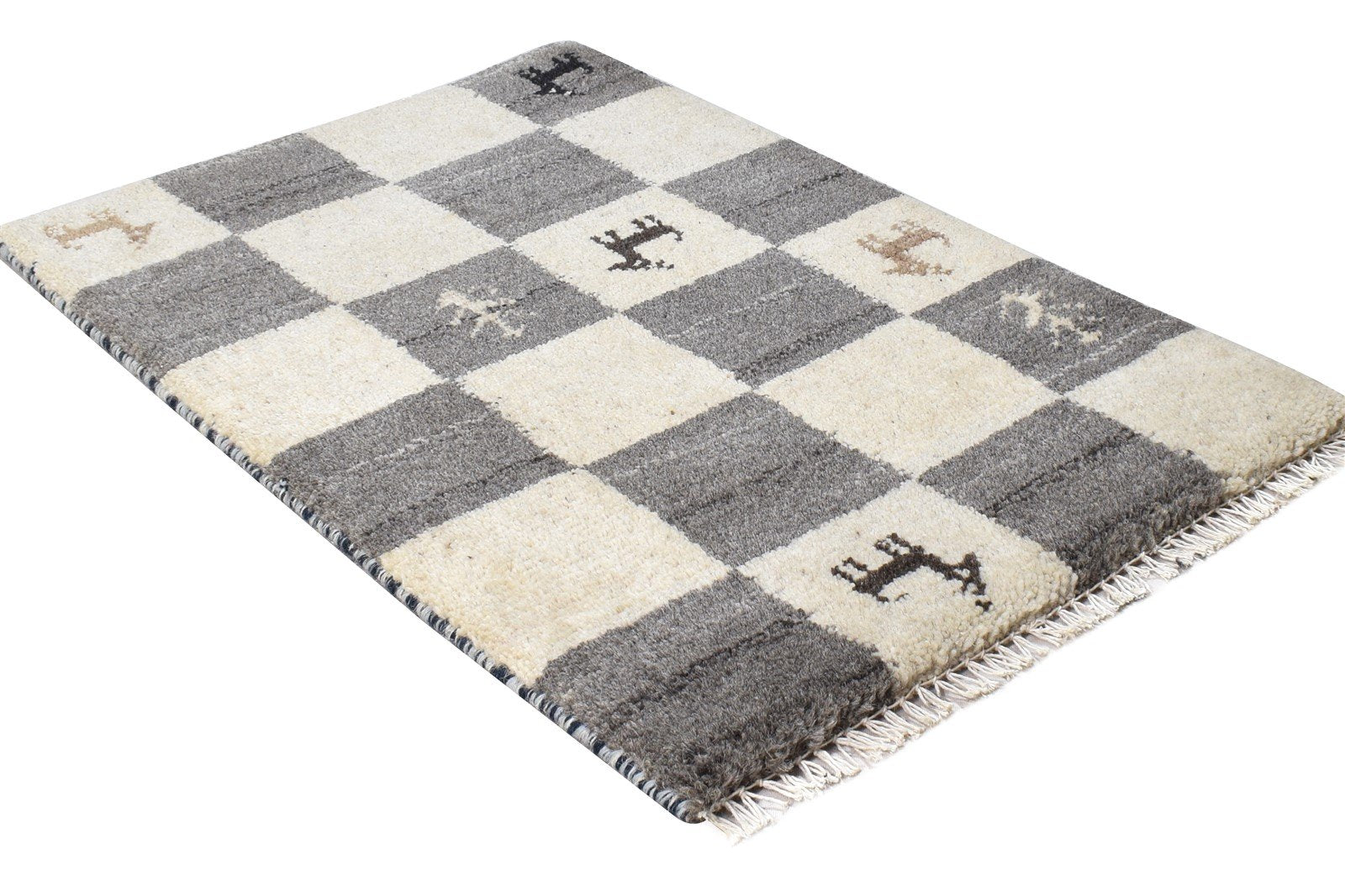 2' X 2' Rug Wool Beige Southwestern Hand Knotted Gabbeh Tribal Small Carpet 7865100664981