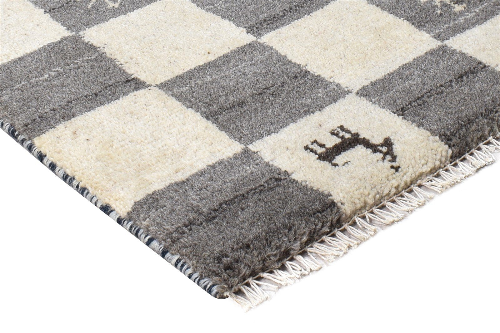 2' X 2' Rug Wool Beige Southwestern Hand Knotted Gabbeh Tribal Small Carpet 7865100664981
