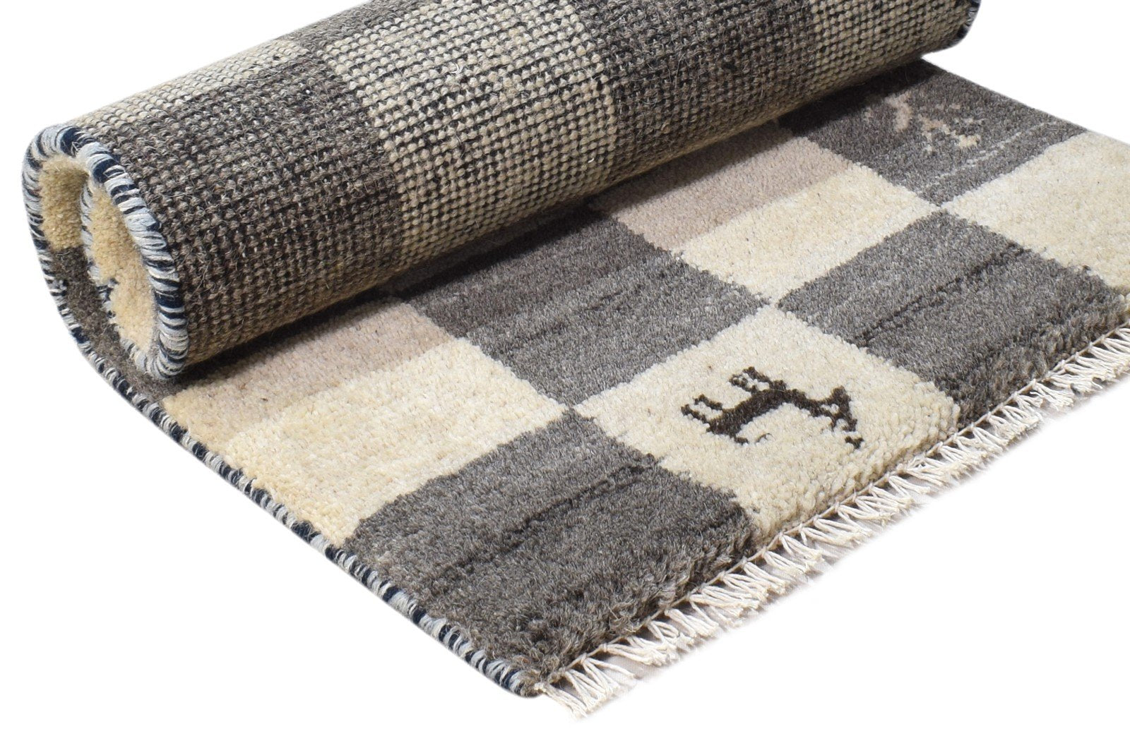 2' X 2' Rug Wool Beige Southwestern Hand Knotted Gabbeh Tribal Small Carpet 7865100664981