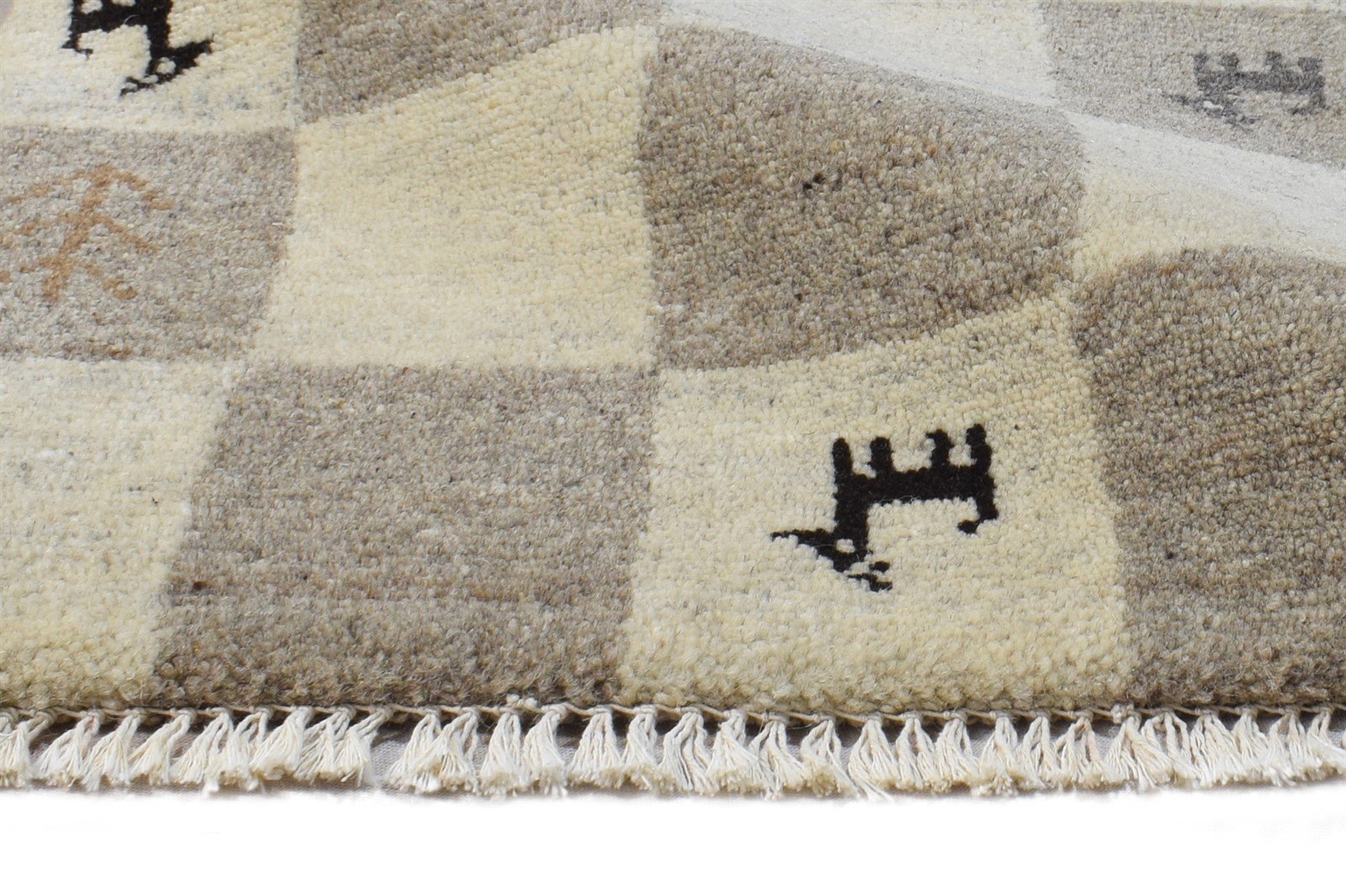 2' X 2' Rug Wool Beige Southwestern Hand Knotted Gabbeh Tribal Small Carpet 7865101648021