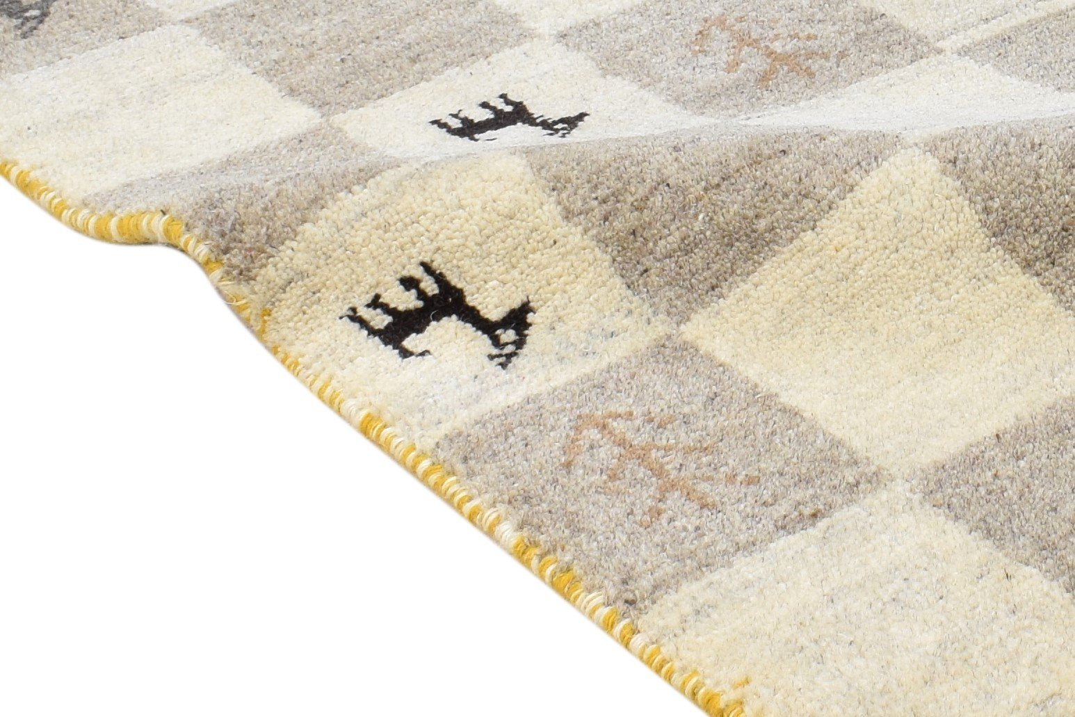 2' X 2' Rug Wool Beige Southwestern Hand Knotted Gabbeh Tribal Small Carpet 7865101648021