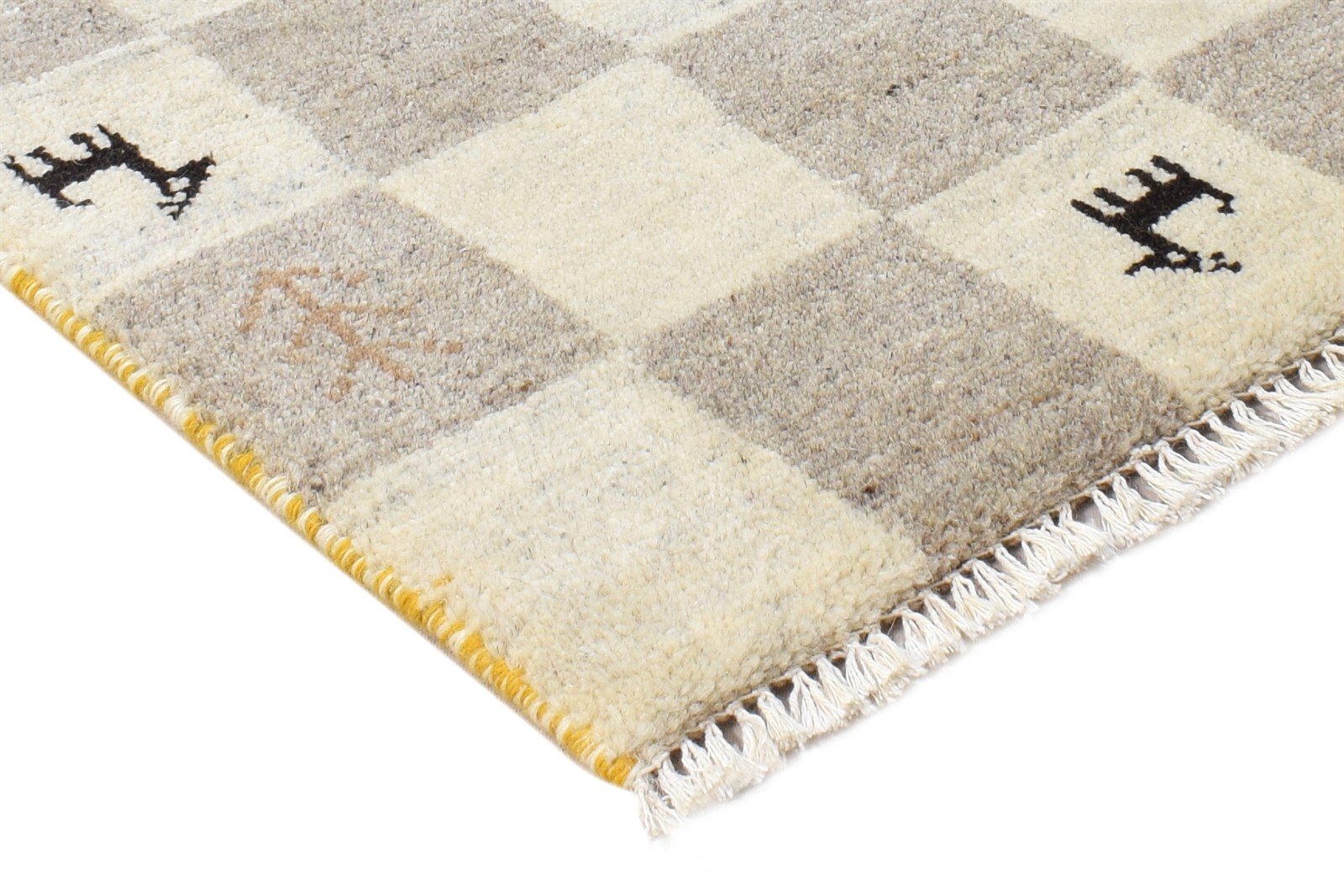 2' X 2' Rug Wool Beige Southwestern Hand Knotted Gabbeh Tribal Small Carpet 7865101648021