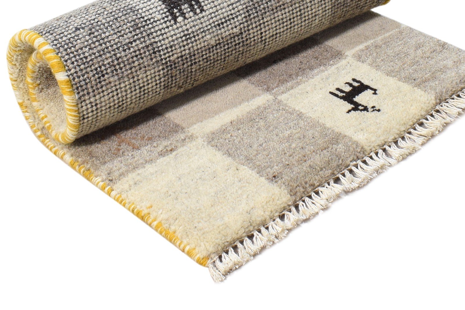 2' X 2' Rug Wool Beige Southwestern Hand Knotted Gabbeh Tribal Small Carpet 7865101648021