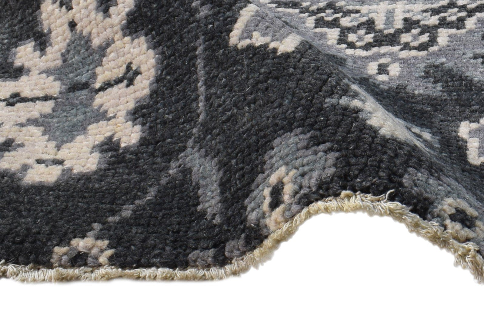 2' X 2' Rug Wool Black Persian Hand Knotted Oushak Oriental Small Carpet 7865154240661