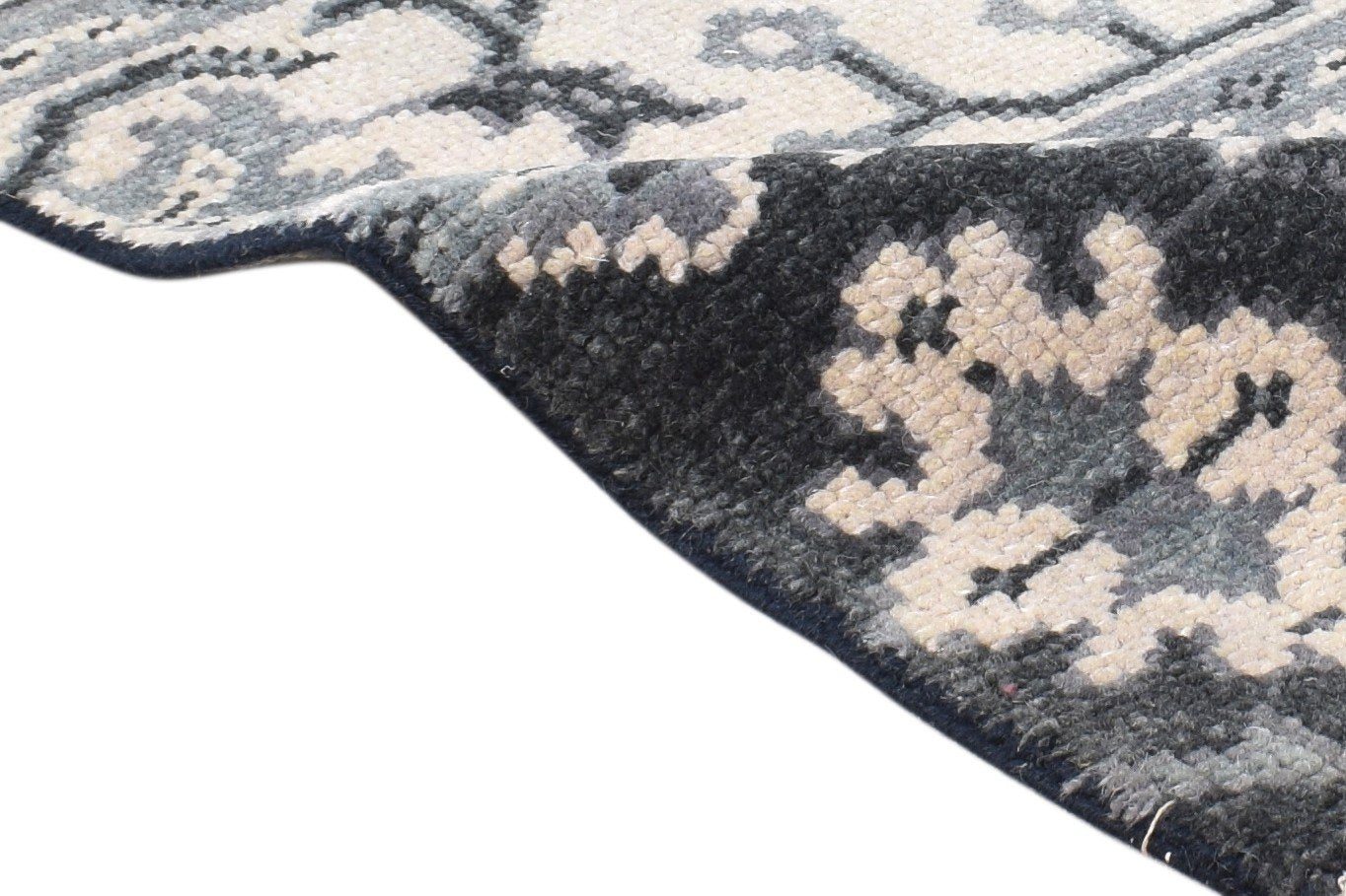 2' X 2' Rug Wool Black Persian Hand Knotted Oushak Oriental Small Carpet 7865154240661