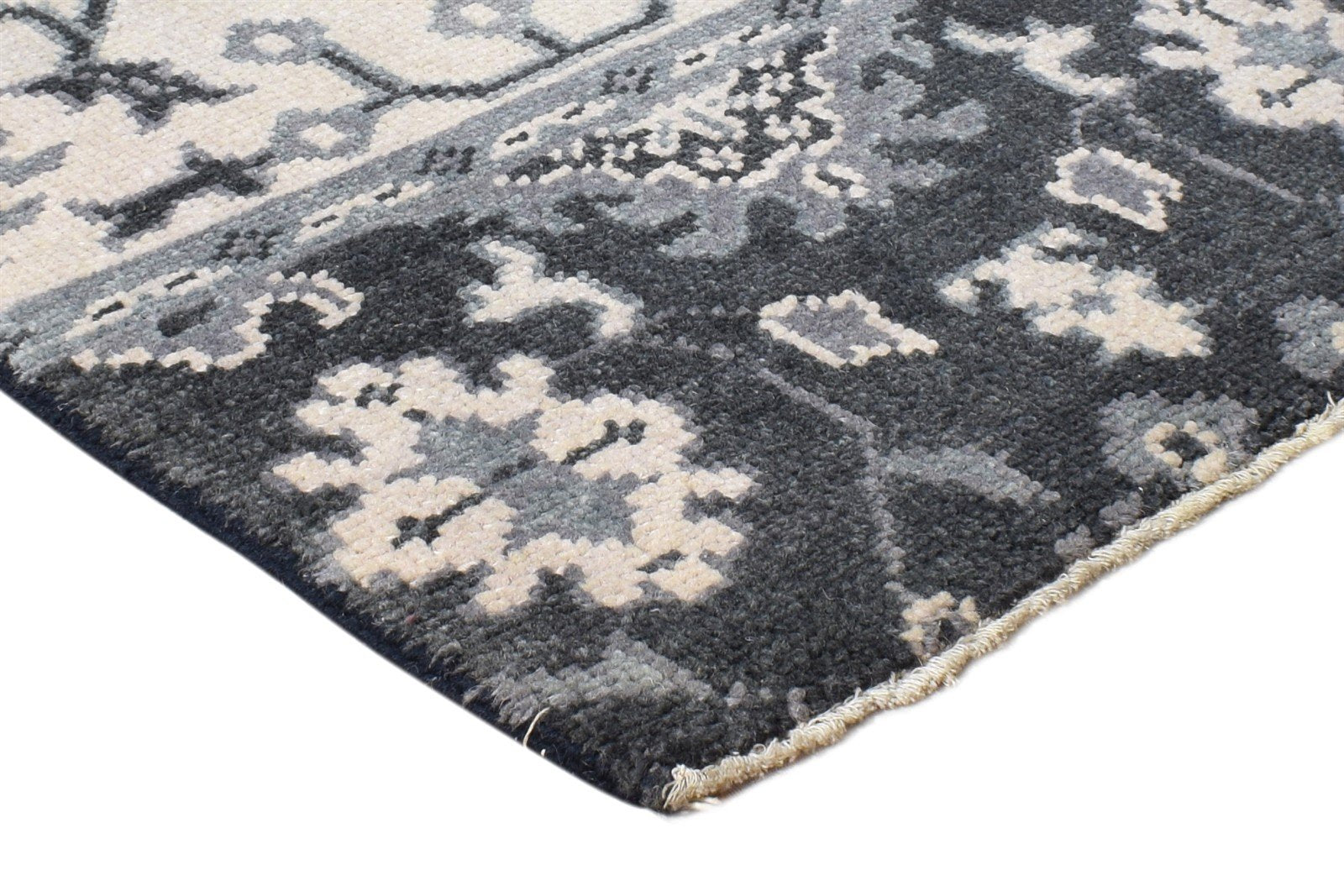 2' X 2' Rug Wool Black Persian Hand Knotted Oushak Oriental Small Carpet 7865154240661