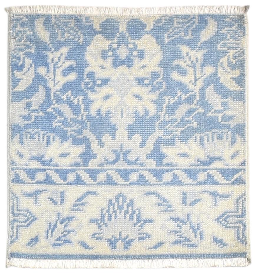 2' X 2' Rug Wool Blue Persian Hand Knotted Oushak Oriental Small Carpet 7864925257877