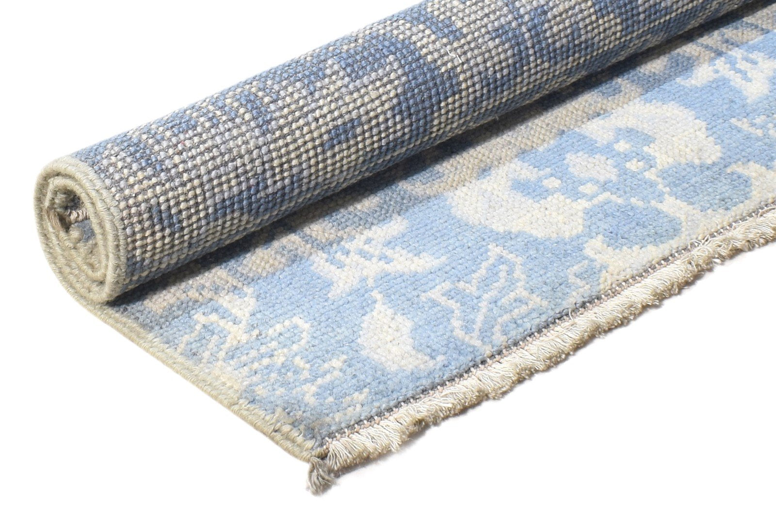 2' X 2' Rug Wool Blue Persian Hand Knotted Oushak Oriental Small Carpet 7864925257877