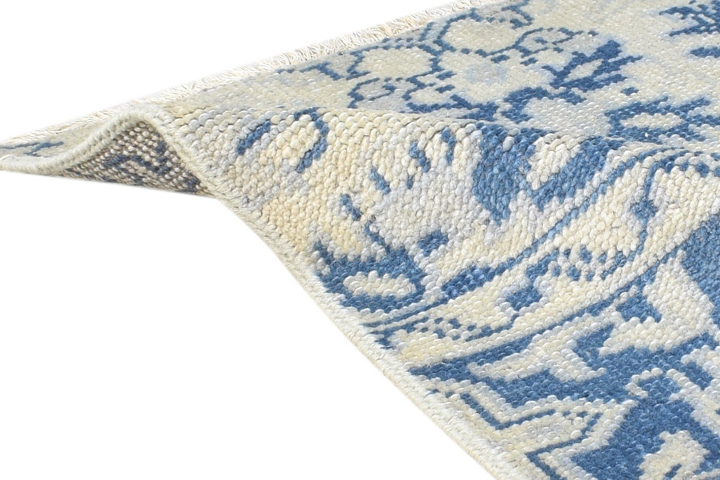 2' X 2' Rug Wool Blue Persian Hand Knotted Oushak Oriental Small Carpet 7864928370837