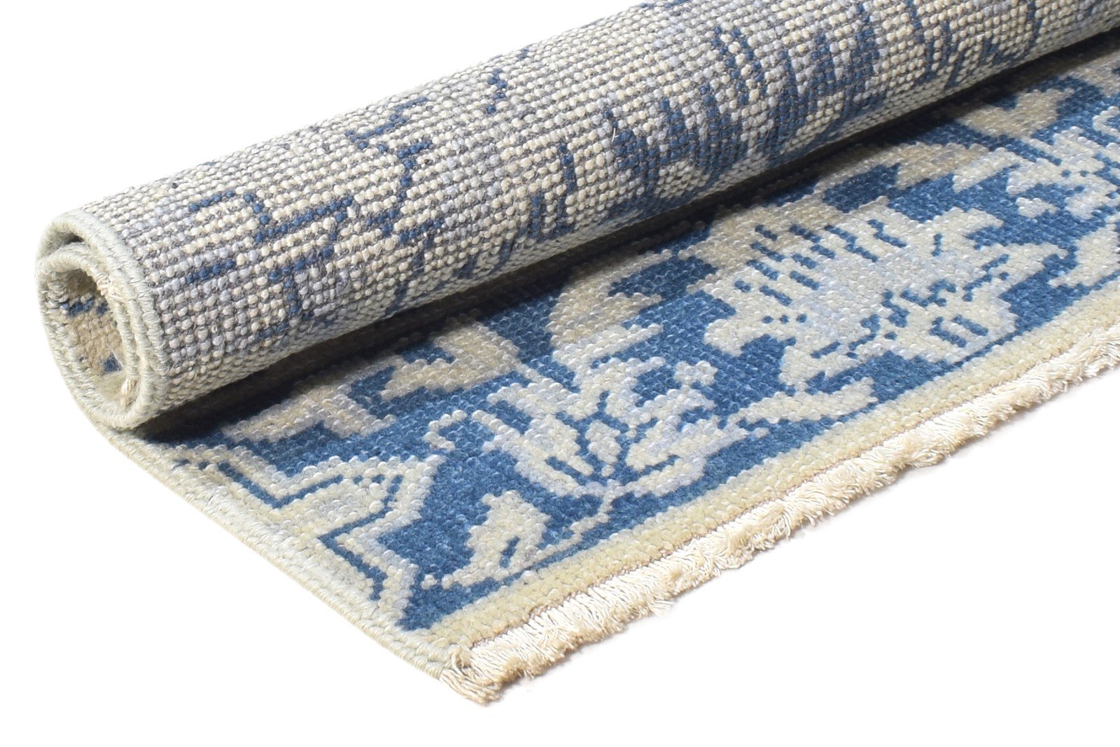2' X 2' Rug Wool Blue Persian Hand Knotted Oushak Oriental Small Carpet 7864928370837