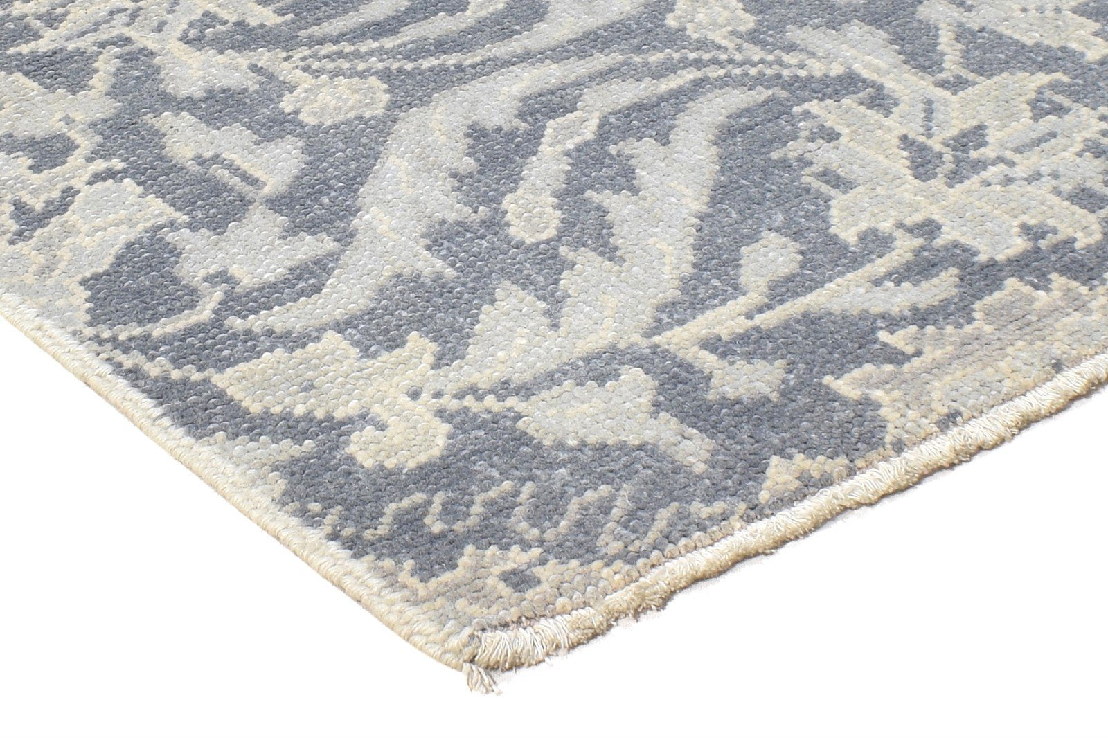 2' X 2' Rug Wool Dark Grey Persian Hand Knotted Agra Oriental Small Carpet 7864929288341