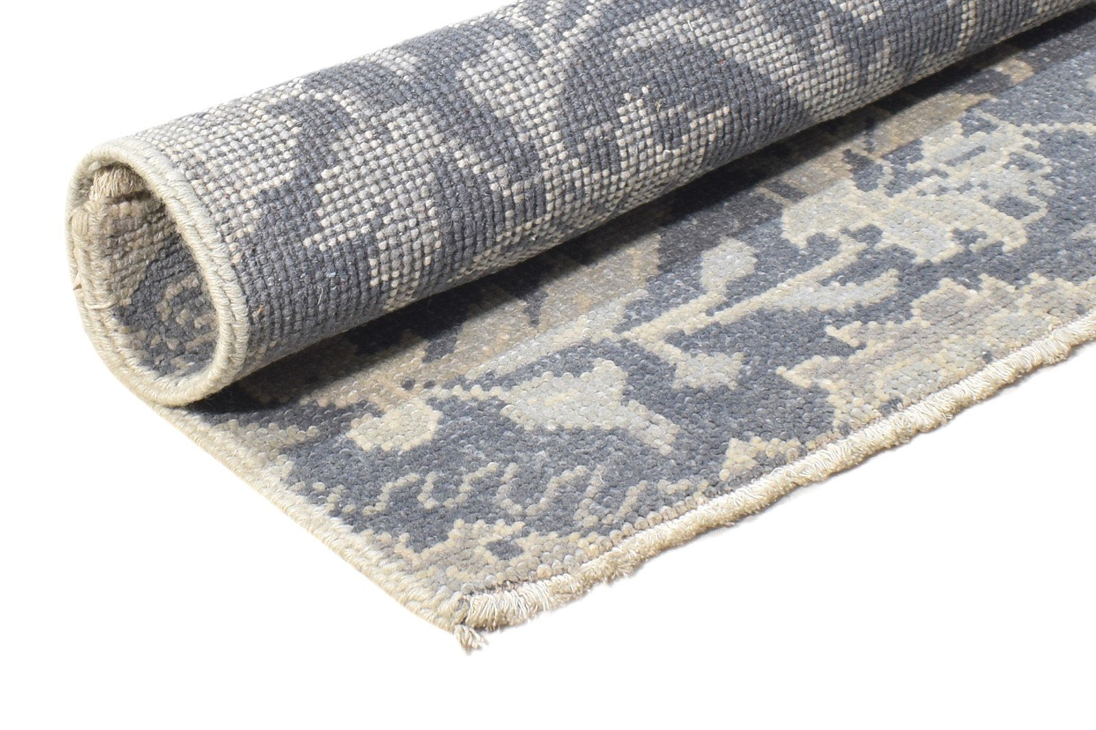 2' X 2' Rug Wool Dark Grey Persian Hand Knotted Agra Oriental Small Carpet 7864929288341