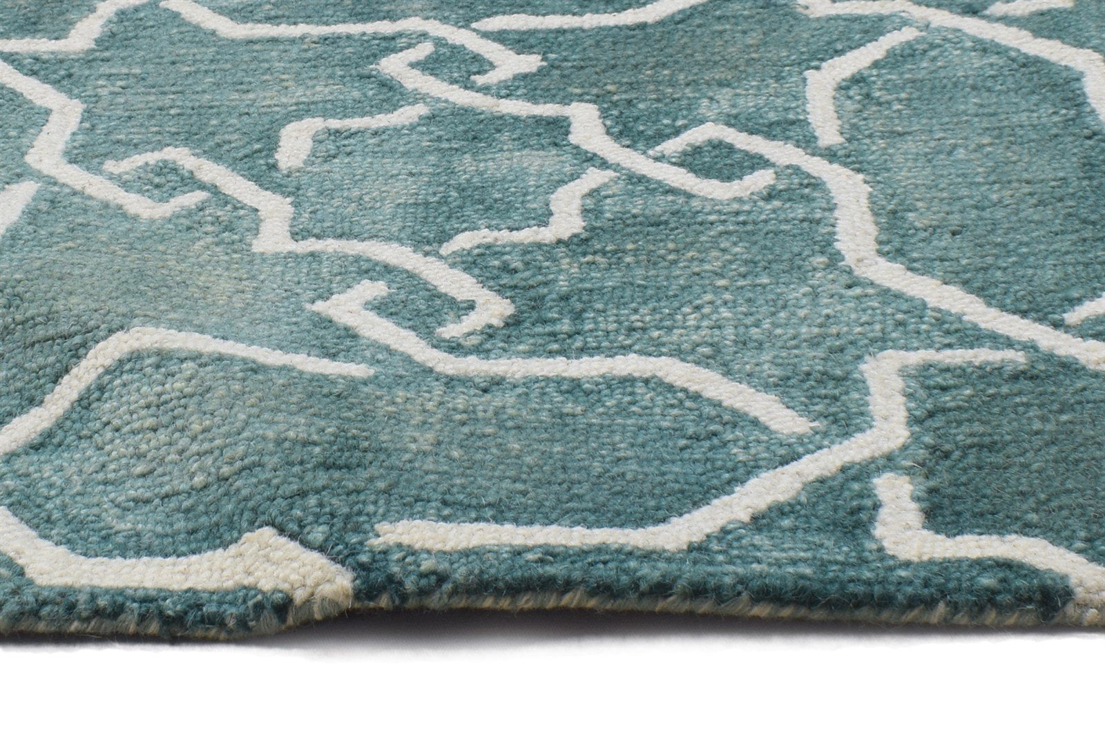 2' X 2' Rug Wool Green Modern Hand Tufted Moroccan Geometric Small Carpet 7864128667797