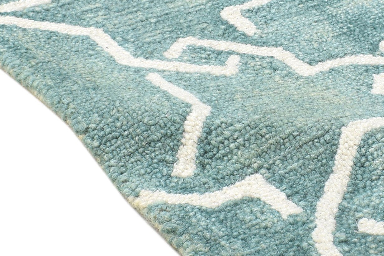 2' X 2' Rug Wool Green Modern Hand Tufted Moroccan Geometric Small Carpet 7864128667797