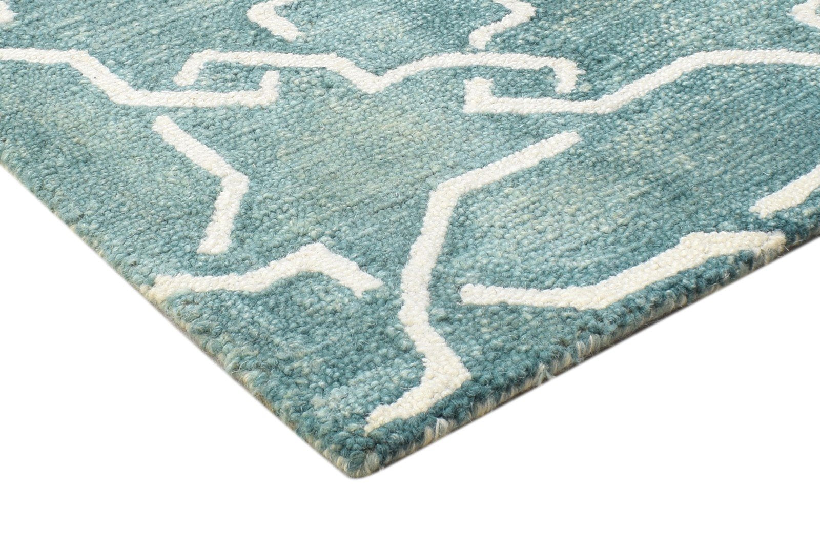2' X 2' Rug Wool Green Modern Hand Tufted Moroccan Geometric Small Carpet 7864128667797