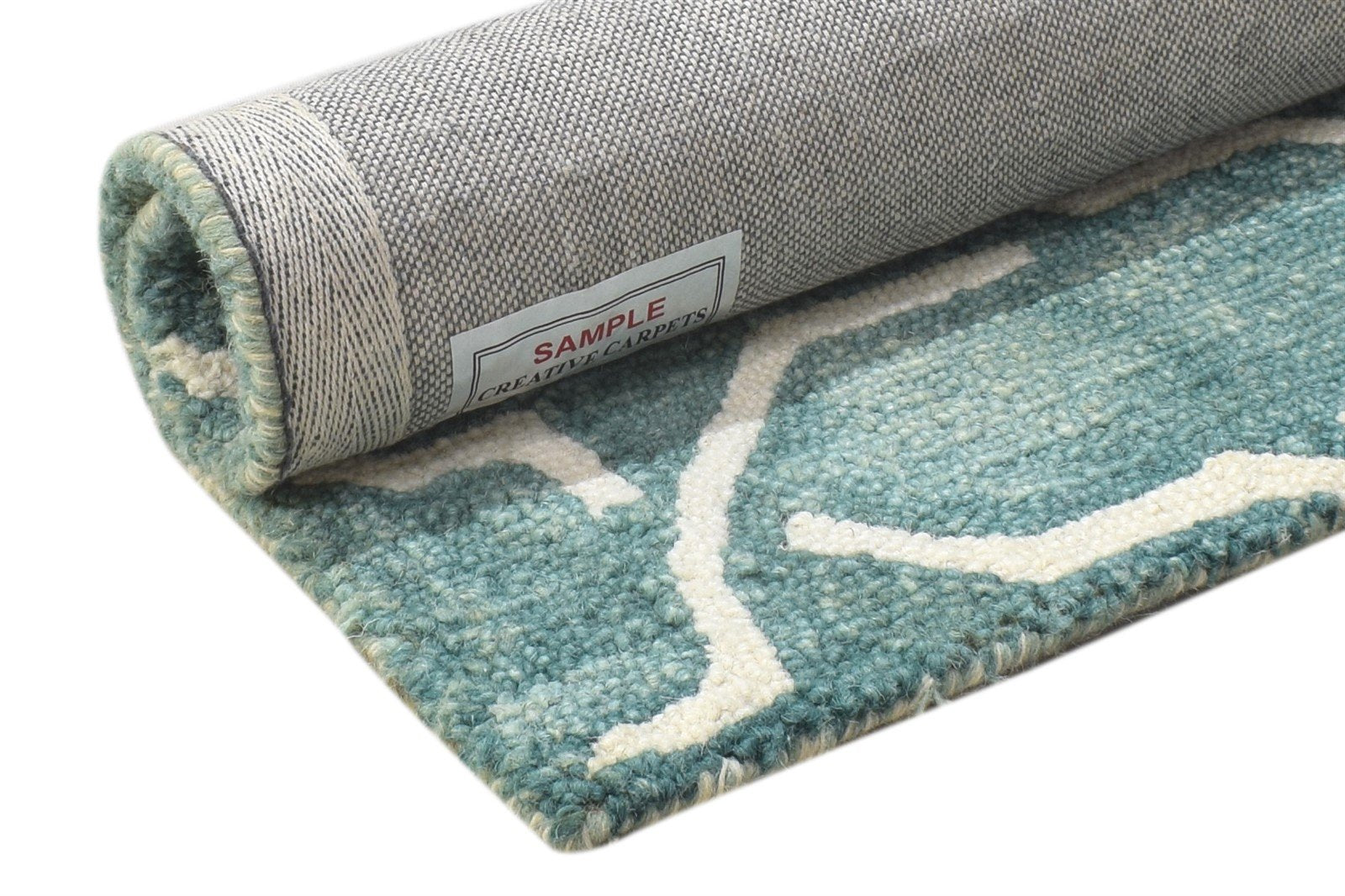 2' X 2' Rug Wool Green Modern Hand Tufted Moroccan Geometric Small Carpet 7864128667797