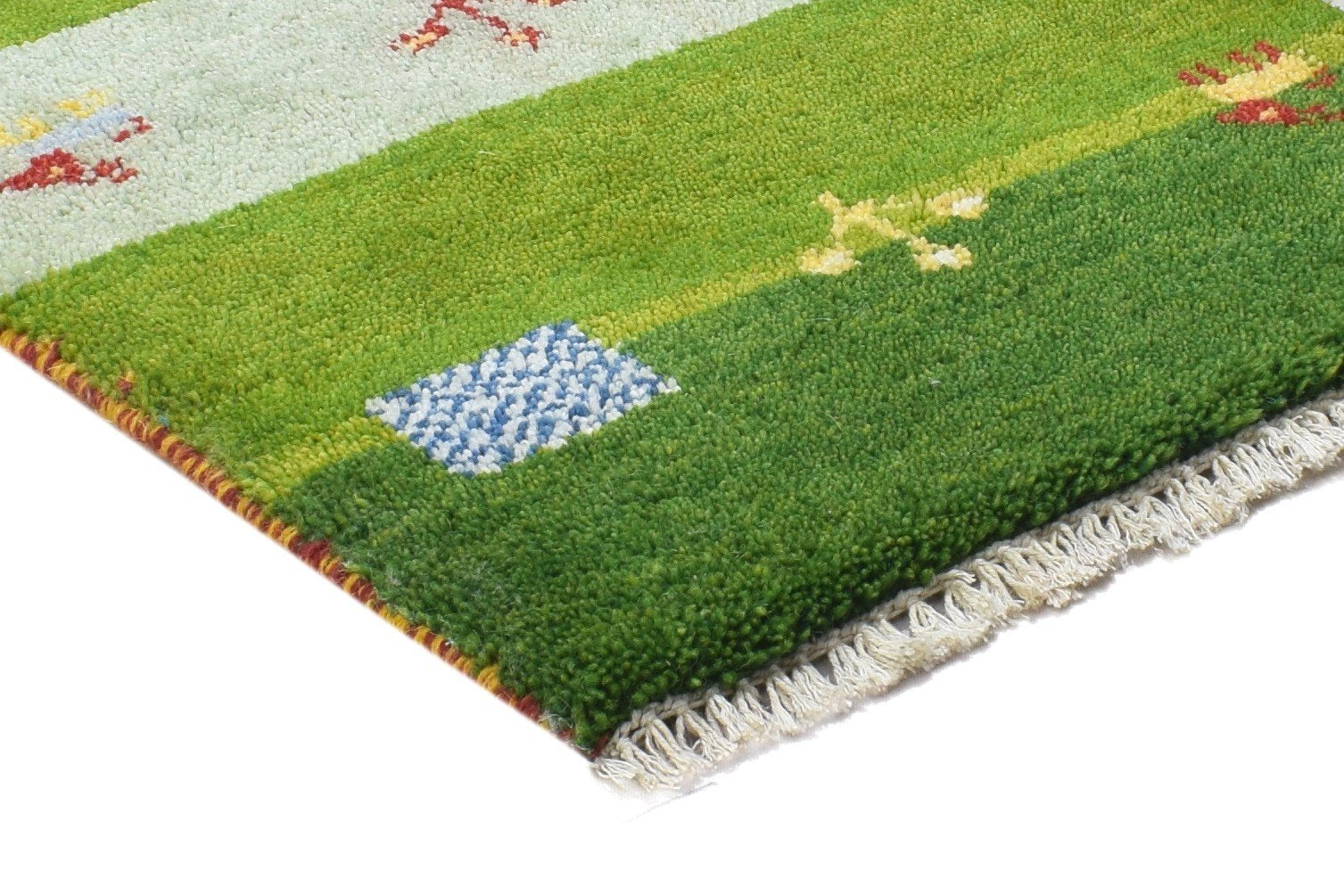 2' X 2' Rug Wool Green Persian Hand Knotted Gabbeh Southwestern Small Carpet 7864826658965