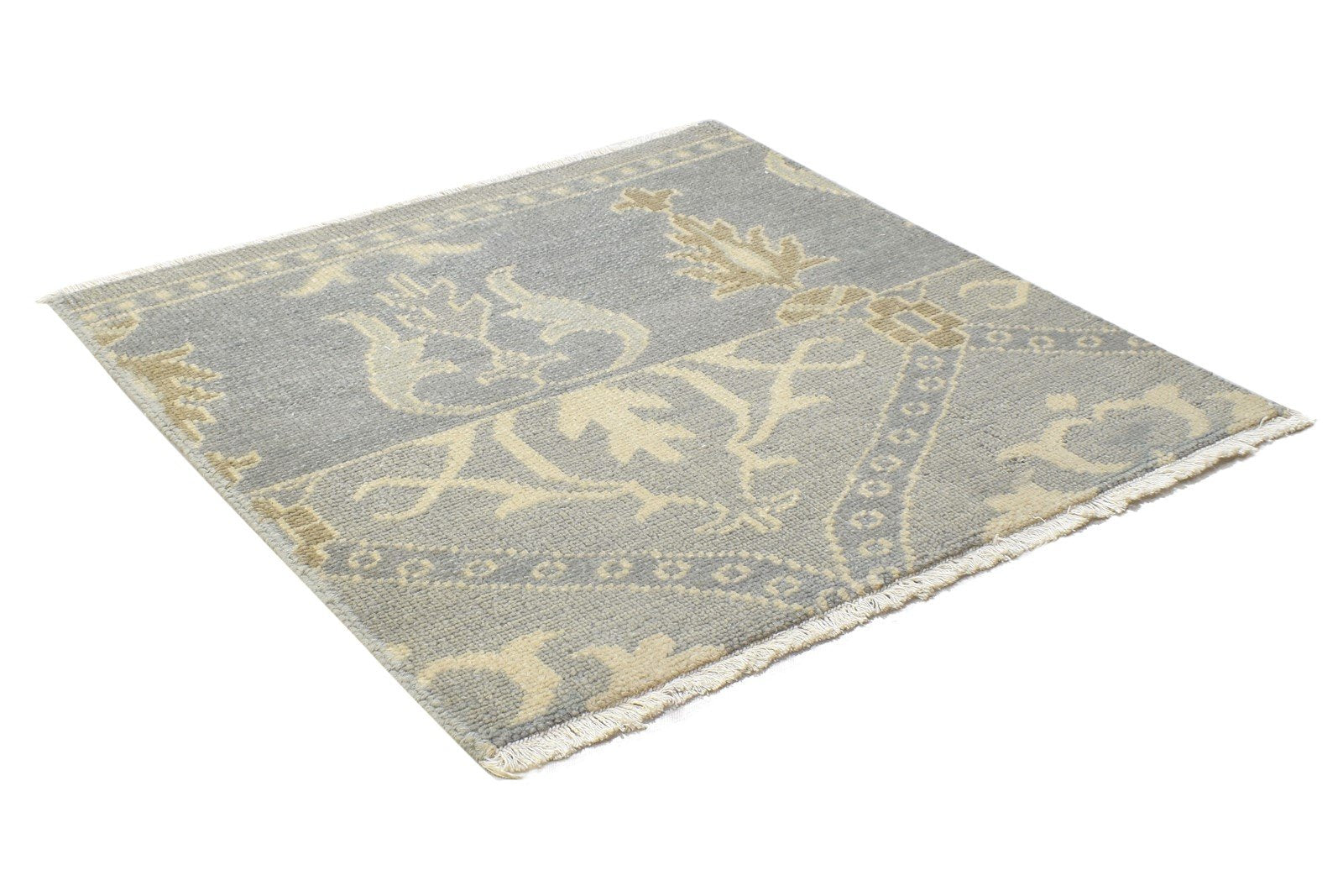 2' X 2' Rug Wool Grey Modern Hand Knotted Kazak Oriental Small Carpet 7864120934549