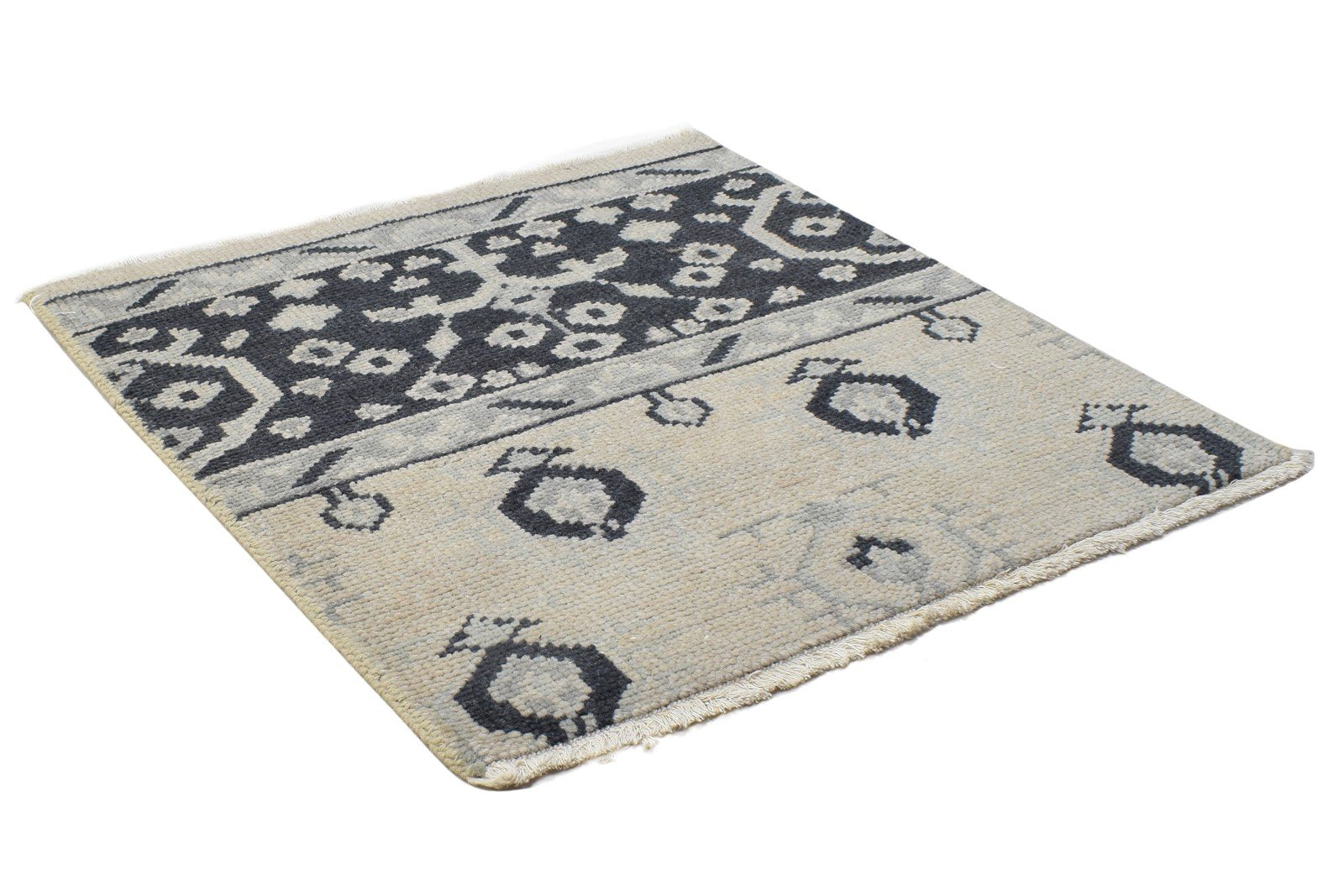 2' X 2' Rug Wool Grey Persian Hand Knotted Bokhara Oriental Small Carpet 7864120311957