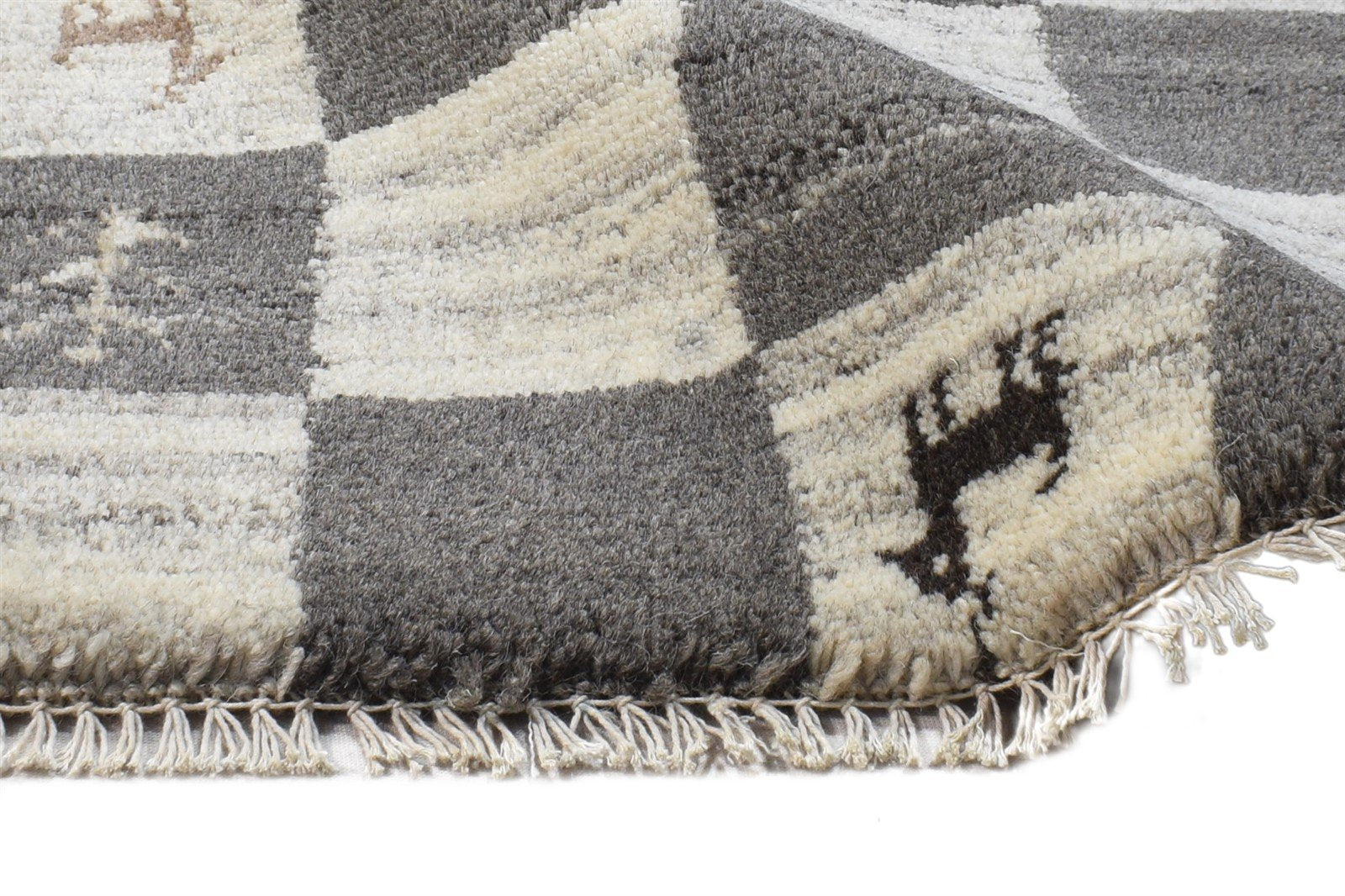 2' X 2' Rug Wool Grey Southwestern Hand Knotted Gabbeh Tribal Small Carpet 7865103581333