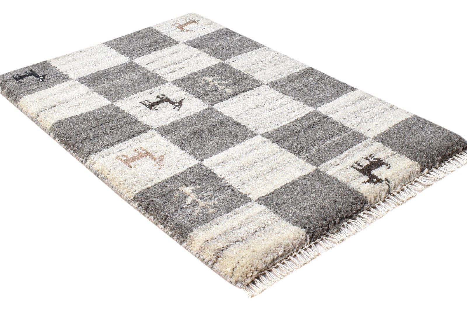 2' X 2' Rug Wool Grey Southwestern Hand Knotted Gabbeh Tribal Small Carpet 7865103581333