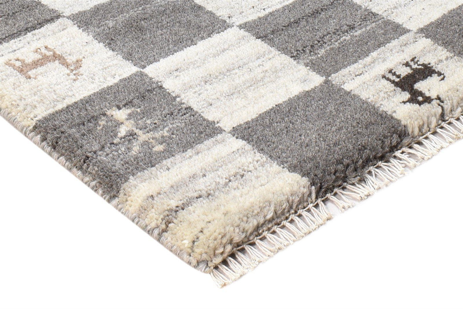 2' X 2' Rug Wool Grey Southwestern Hand Knotted Gabbeh Tribal Small Carpet 7865103581333