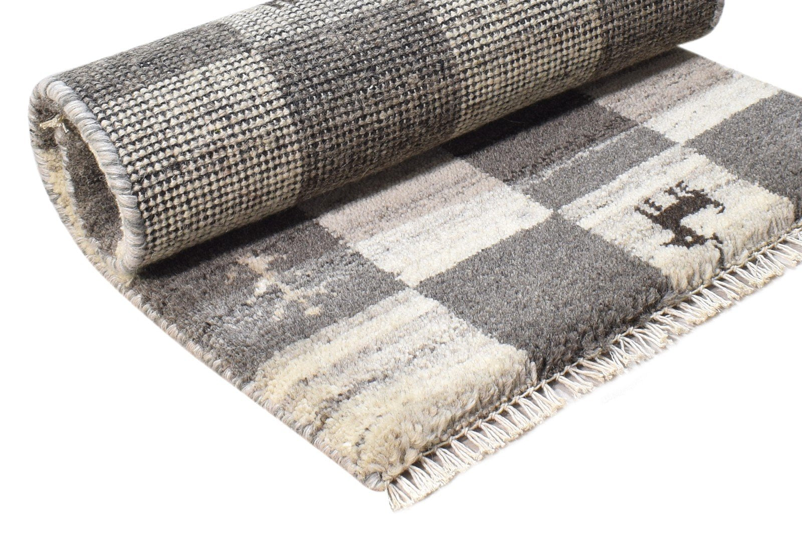 2' X 2' Rug Wool Grey Southwestern Hand Knotted Gabbeh Tribal Small Carpet 7865103581333
