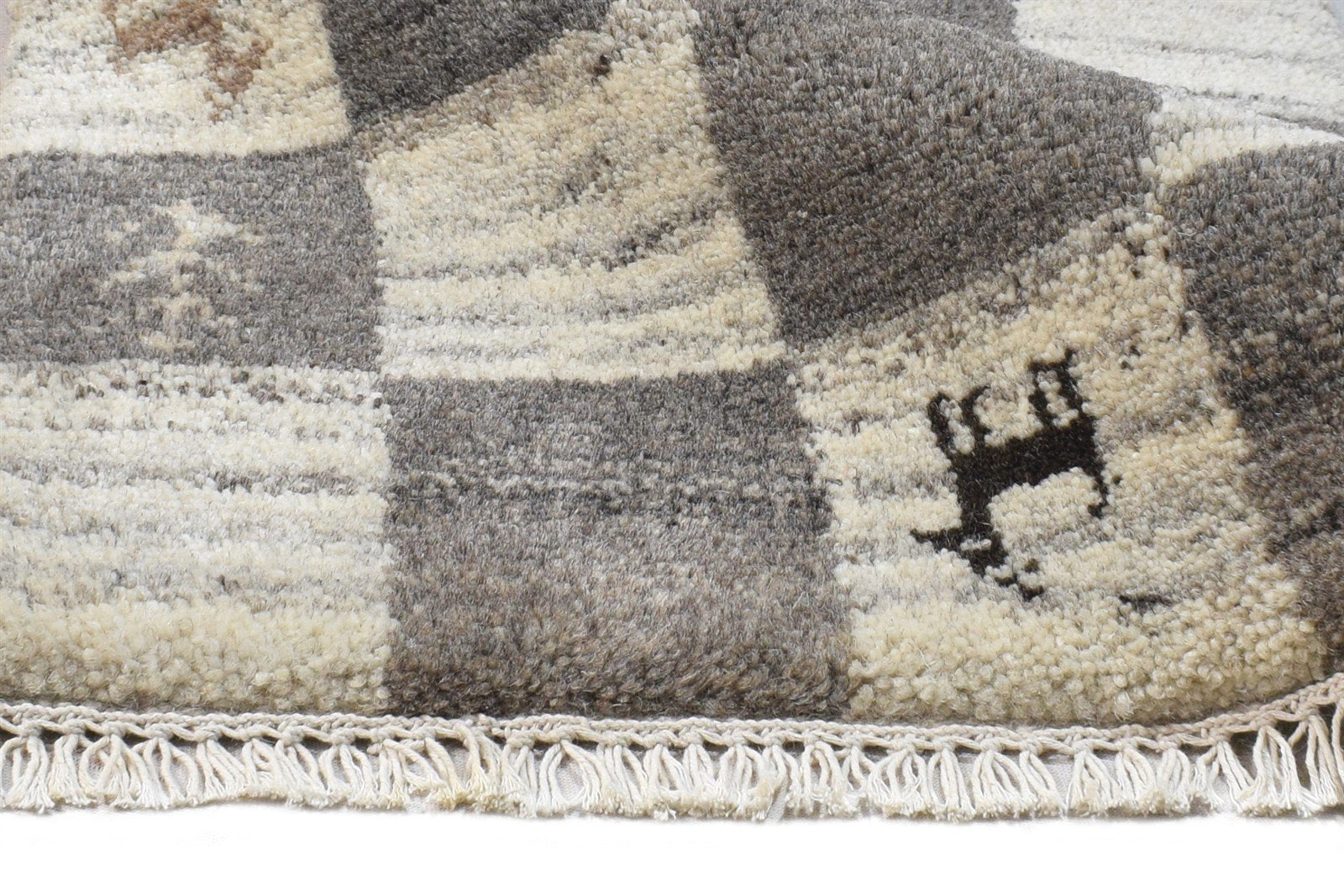 2' X 2' Rug Wool Grey Southwestern Hand Knotted Gabbeh Tribal Small Carpet 7865102205077
