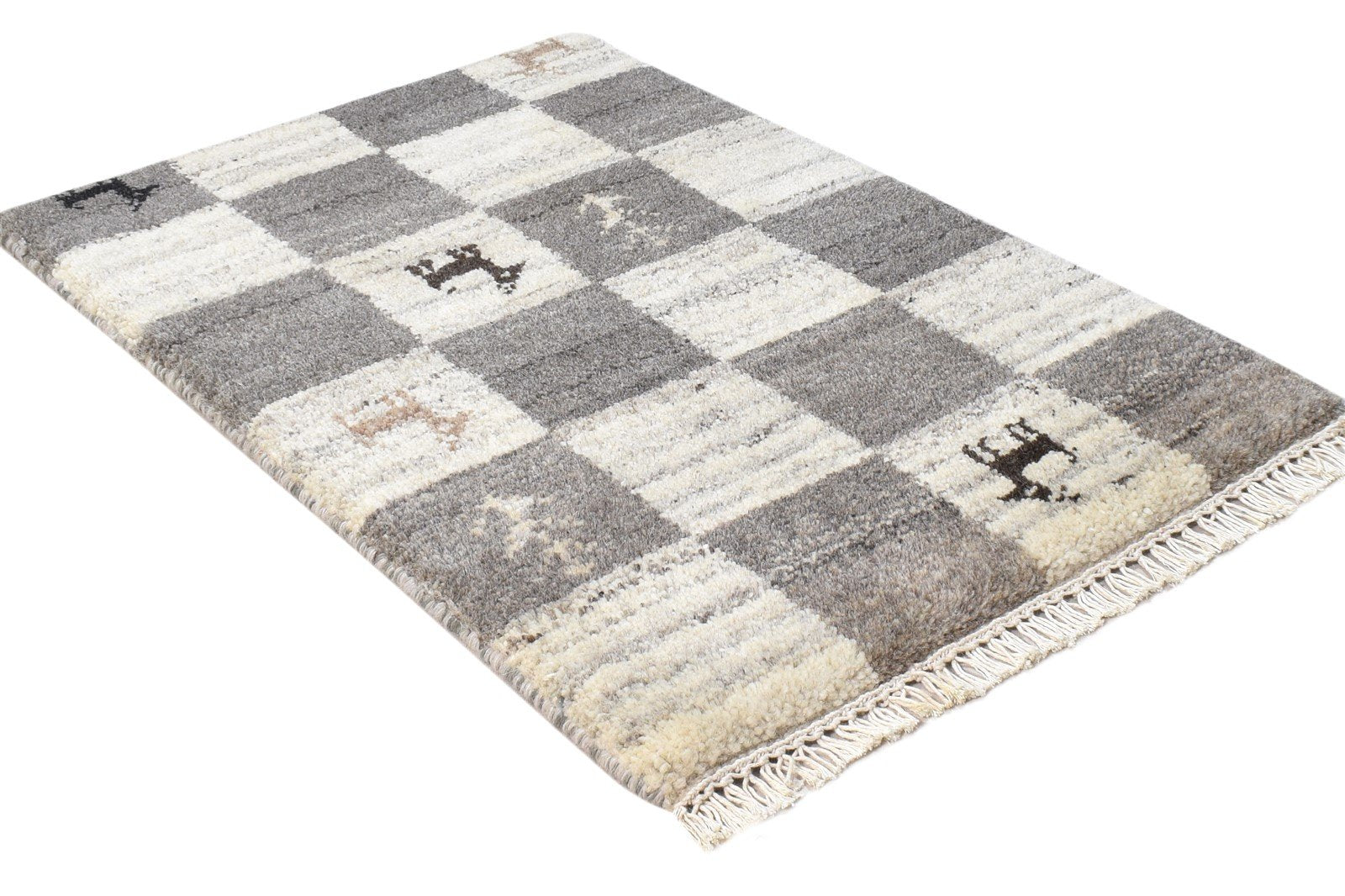 2' X 2' Rug Wool Grey Southwestern Hand Knotted Gabbeh Tribal Small Carpet 7865102205077