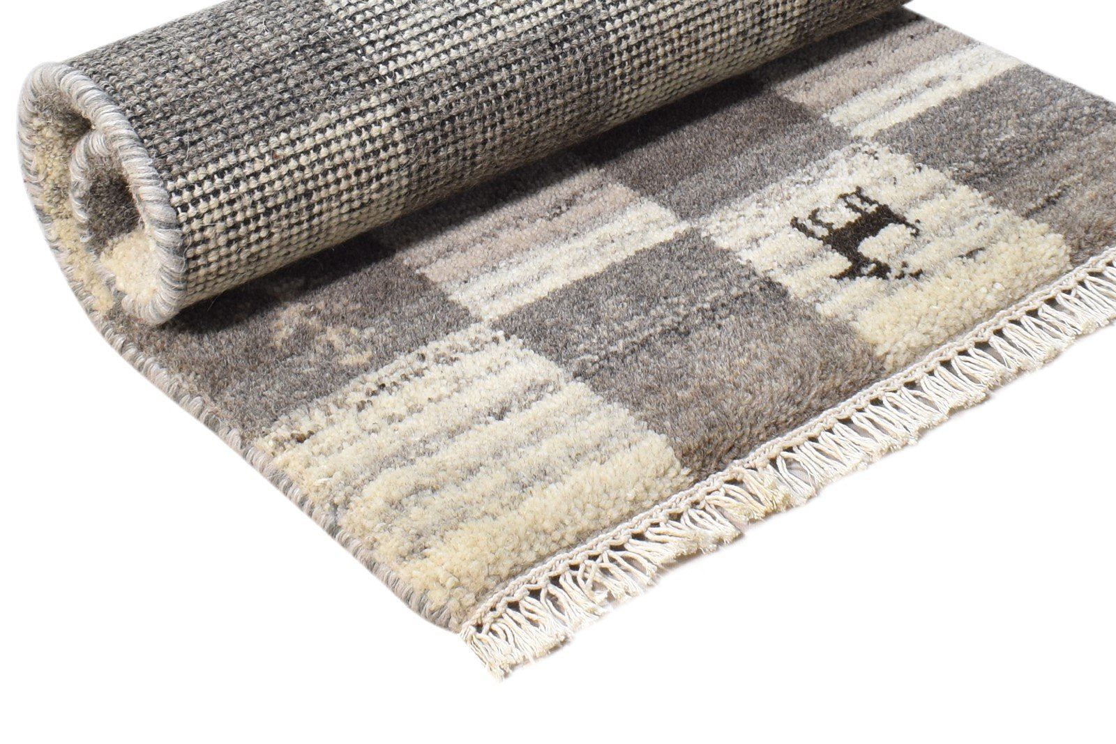 2' X 2' Rug Wool Grey Southwestern Hand Knotted Gabbeh Tribal Small Carpet 7865102205077