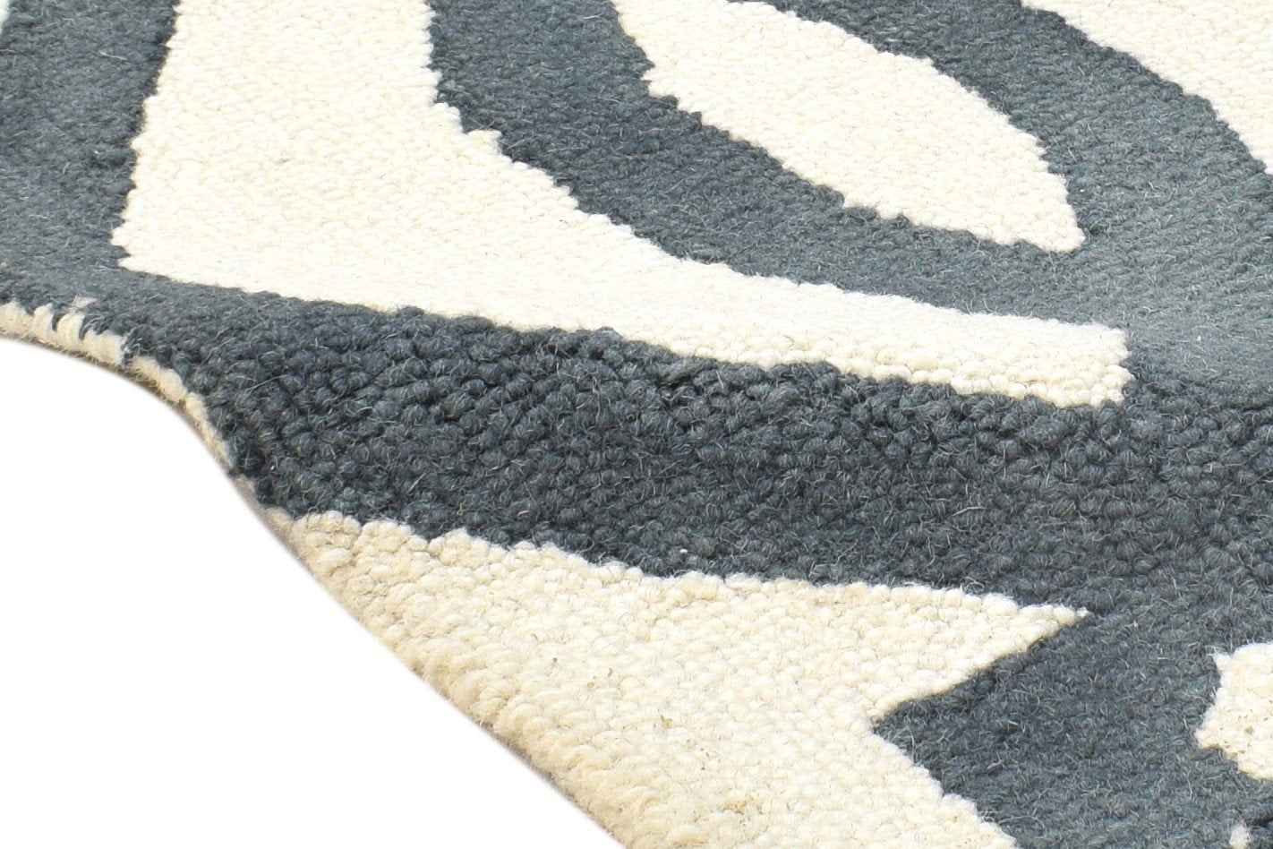 2' X 2' Rug Wool Ivory Modern Hand Tufted Moroccan Geometric Small Carpet 7864124932245