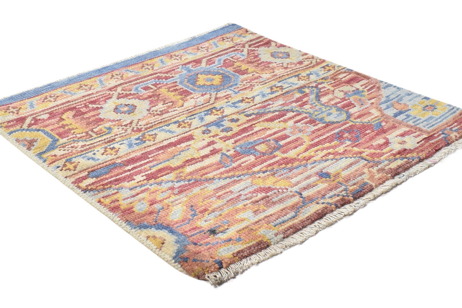 2' X 2' Rug Wool Rust Persian Hand Knotted Heriz-Indian Oriental Small Carpet 7864925946005