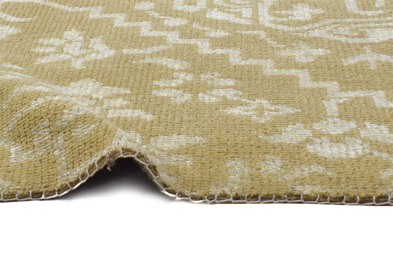 2' X 2' Rug Wool / Silk Beige Modern Hand Knotted Moroccan Trellis Small Carpet 7864124342421